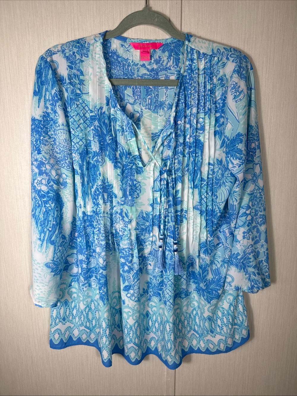 NWOT Lilly Pulitzer M Marlina Tunic Top in Toile Me About It Retail Resortwear